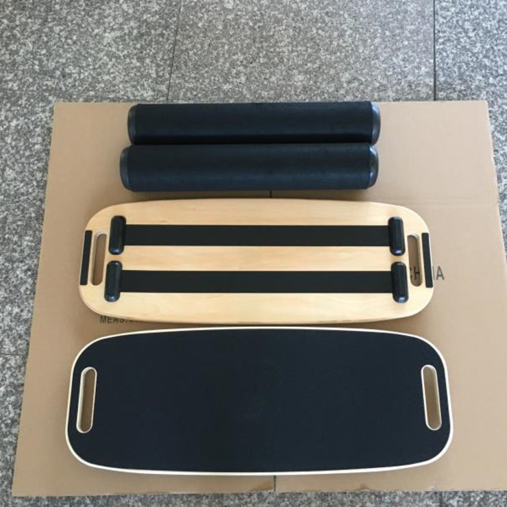 Wooden Balance Board with Roller - Core Stability Trainer
