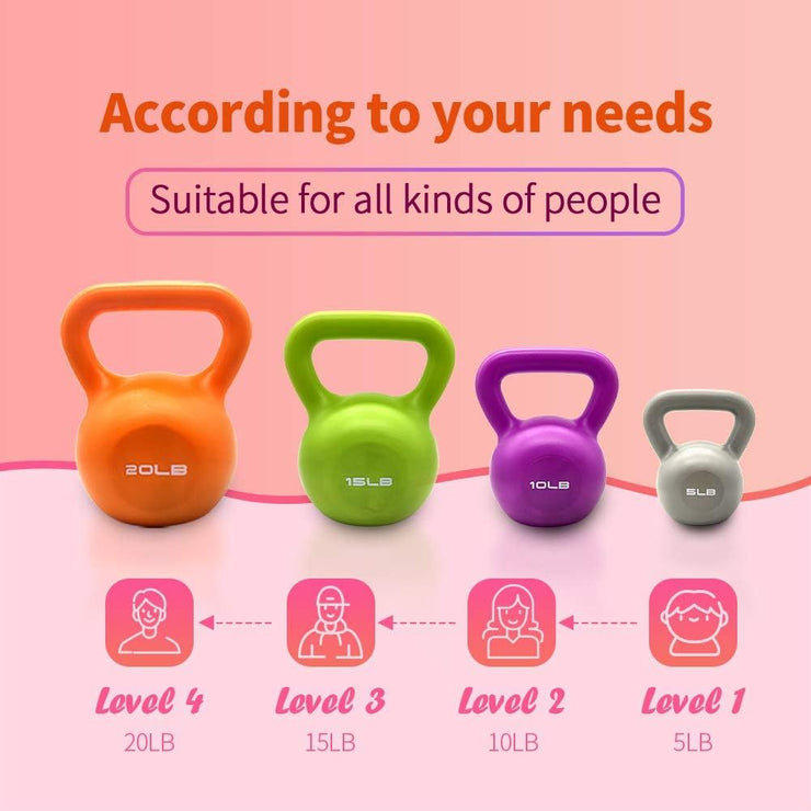 10lbs Kettlebell Set, Strength Training Kettlebells Weight Set For Women, Vinyl Coated Kettle Bell For Home Gym Workout Weight Lifting Equipment, Comfortable Grip Wide Handle Weights