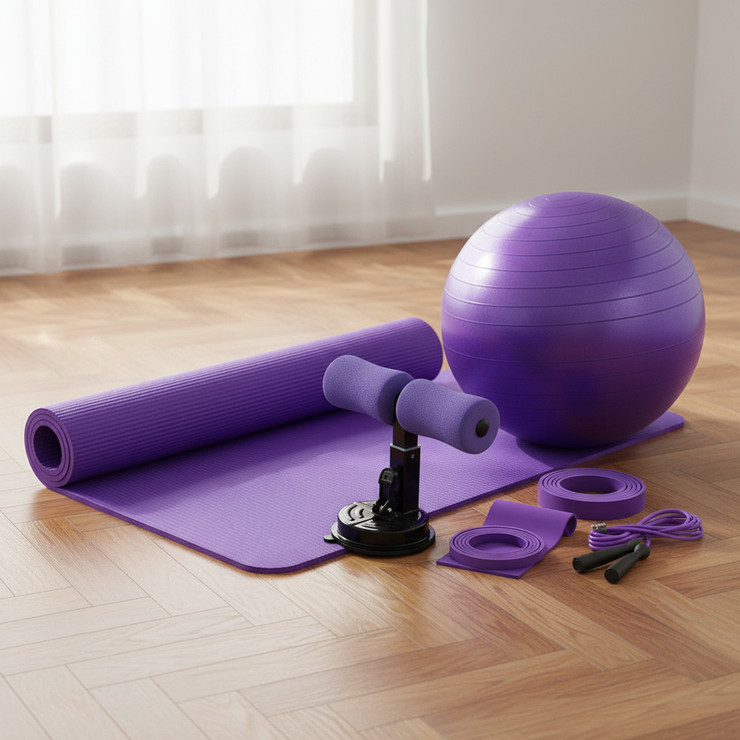Complete purple fitness equipment bundle