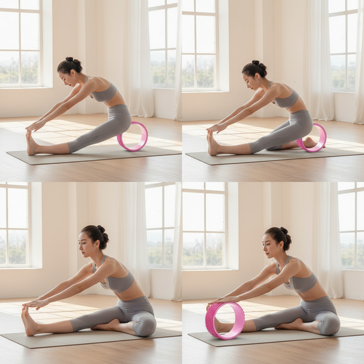 Multiple yoga wheel exercises