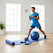 Person using home fitness equipment