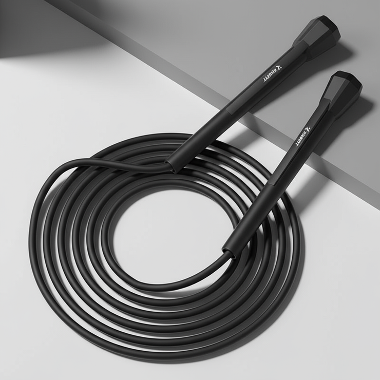 Premium PVC jump rope in obsidian black