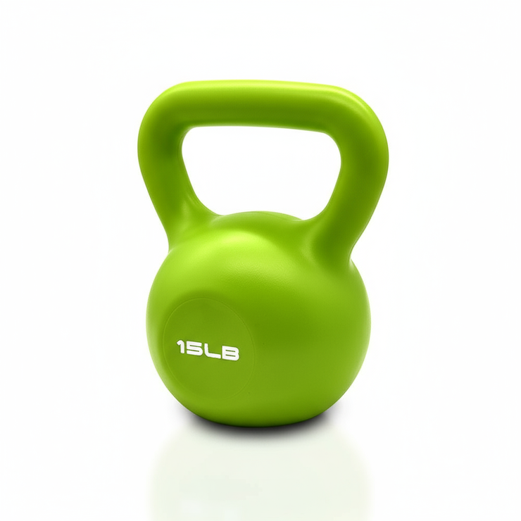 Premium vinyl-coated kettlebell in vibrant green