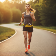 Runner wearing waist pack during outdoor jog
