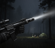Tactical flashlight illuminating darkness