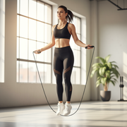 Woman performing jump rope workout
